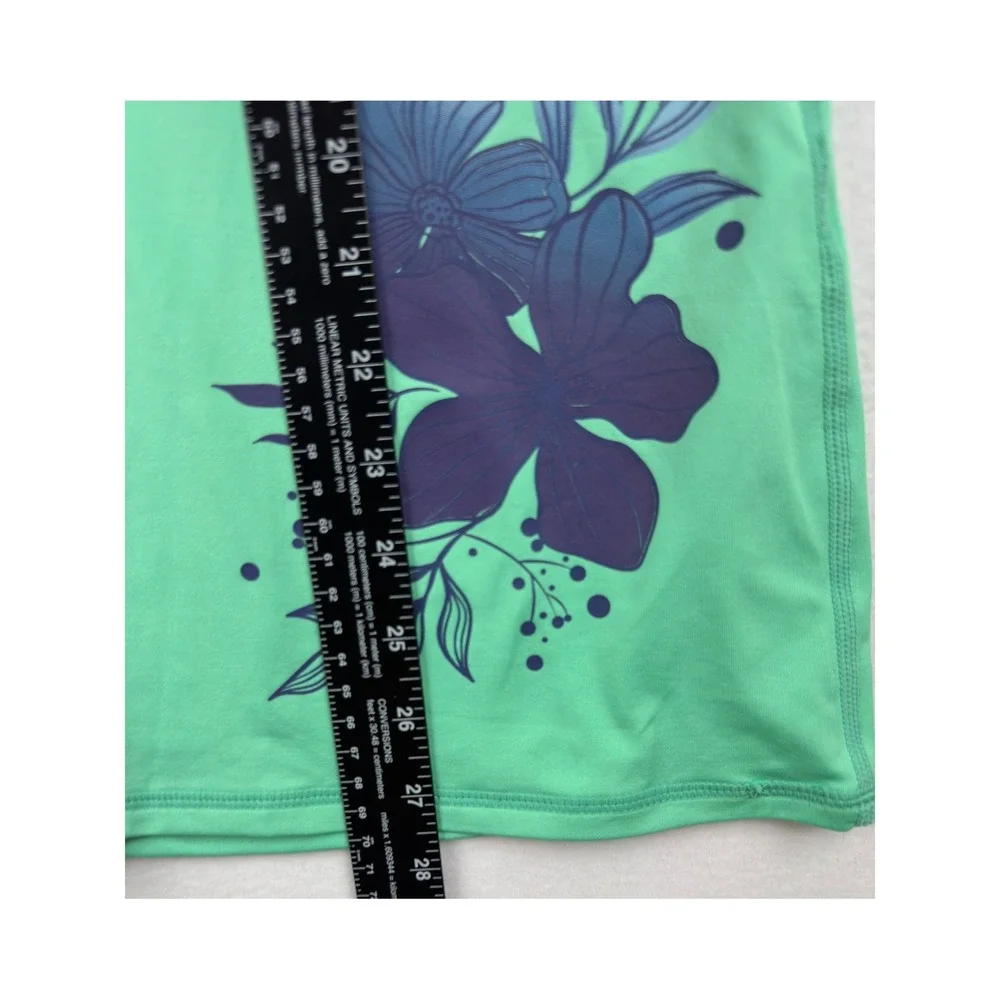 TSLA Rash Guard Womens L Green Floral Swim Shirt Surf Beach Stretch‎ FSR43